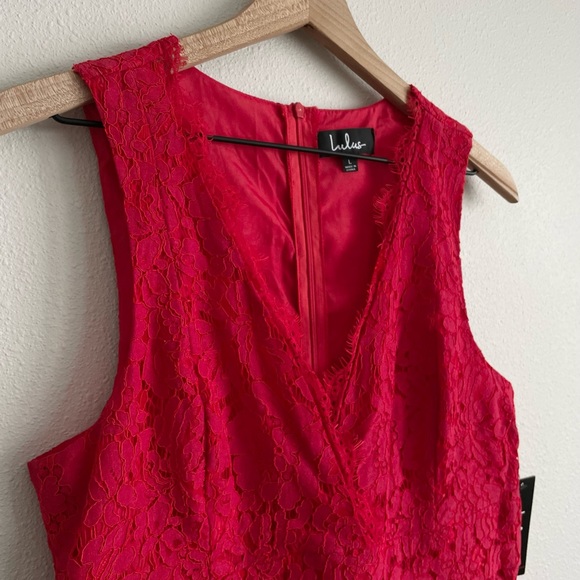 NWT Lulu’s In This Moment Red Lace Dress Size Large - Picture 8 of 12